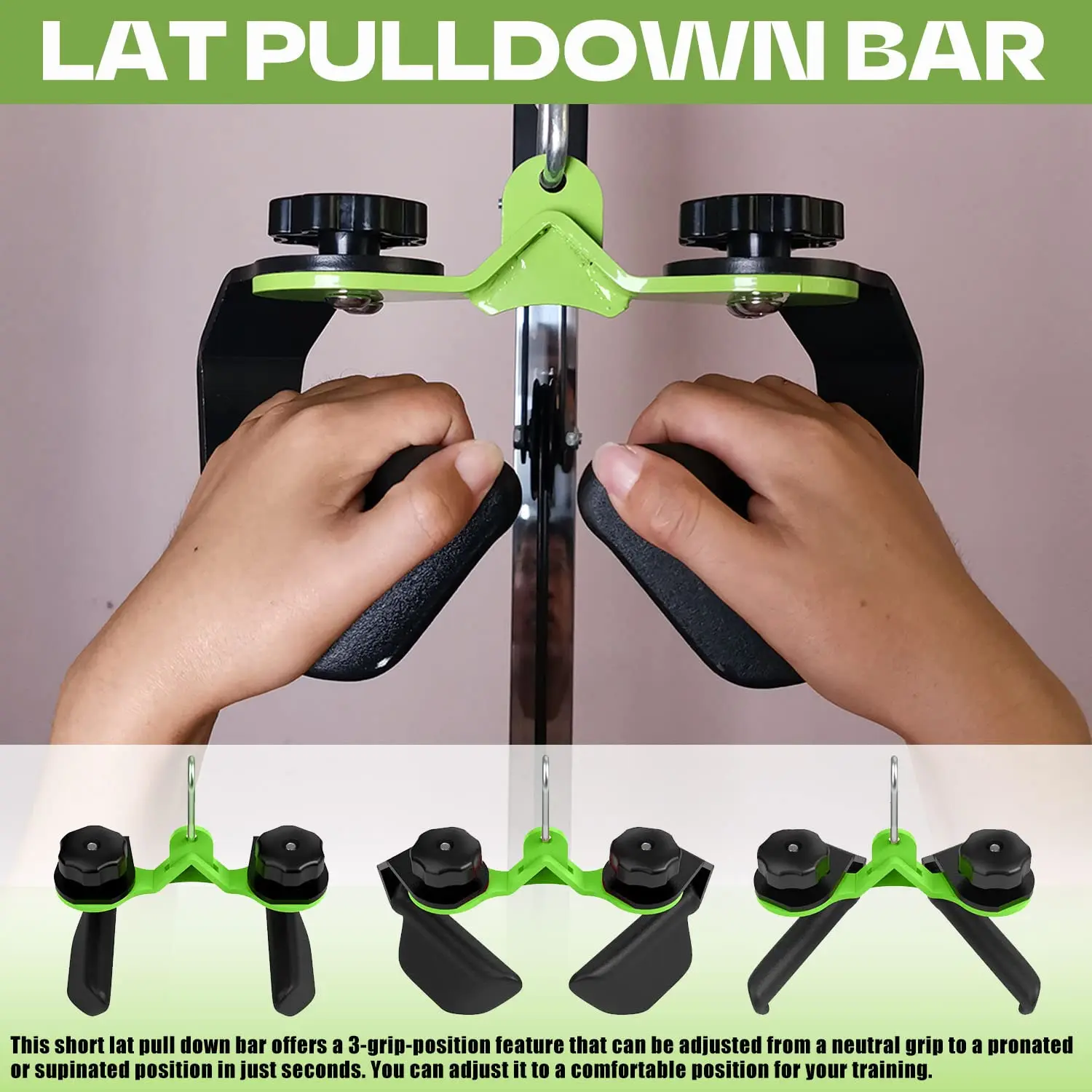 Fitness Lat Pull Down Machine Bar Gym Rowing Workout V/T-Bar Biceps Back Blaster Handle Home High Low Pulley Cable Attachments