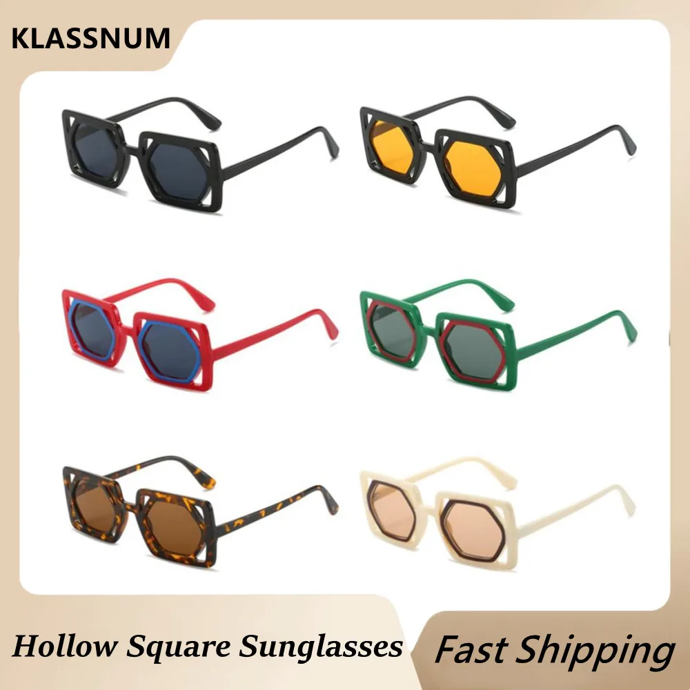 

KLASSNUM Vintage Men Women Sunglass 2024 New in Hollow Square Shades Sun Glasses Polygon Lenes Luxury Brand Design UV400 Eyewear