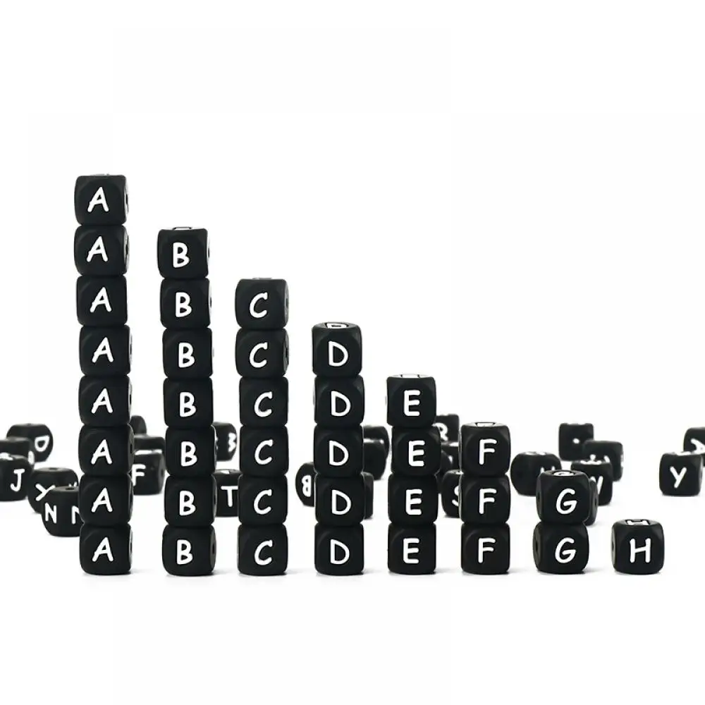 

12mm White Silicone Letters Beads 100pcs Baby Teething DIY English Alphabet Letter Beads Teether BPA Free Baby Shower Gifts