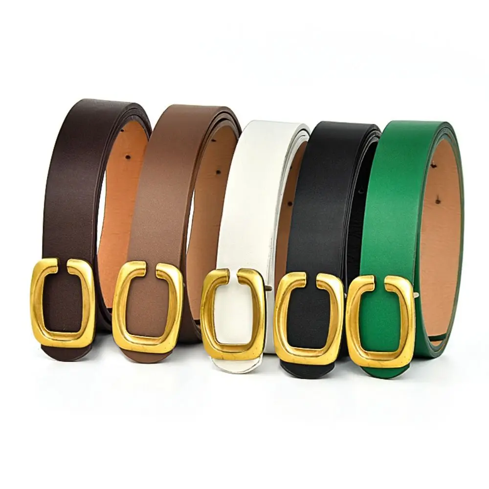 

Casual Leather Belt Women Luxury Design Versatile Thin Waist Strap Slide Buckle Waistband