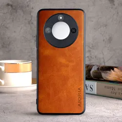 Luxury Vintage Leather Phone Case - Elegant Protective Cover for Honor X9C Smart (Orange)