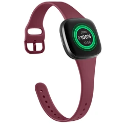 Silicone Slim Strap Band Bracelet Replacement - Fitbit versa 3 (Wine red)