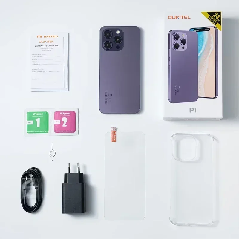 OUKITEL P1 Smartphone Global Version 6.7'' 120Hz AMOLED Display 8GB 256GB MTK Helio G99 50MP Main Camera 5150mAh NFC Cellphone 6