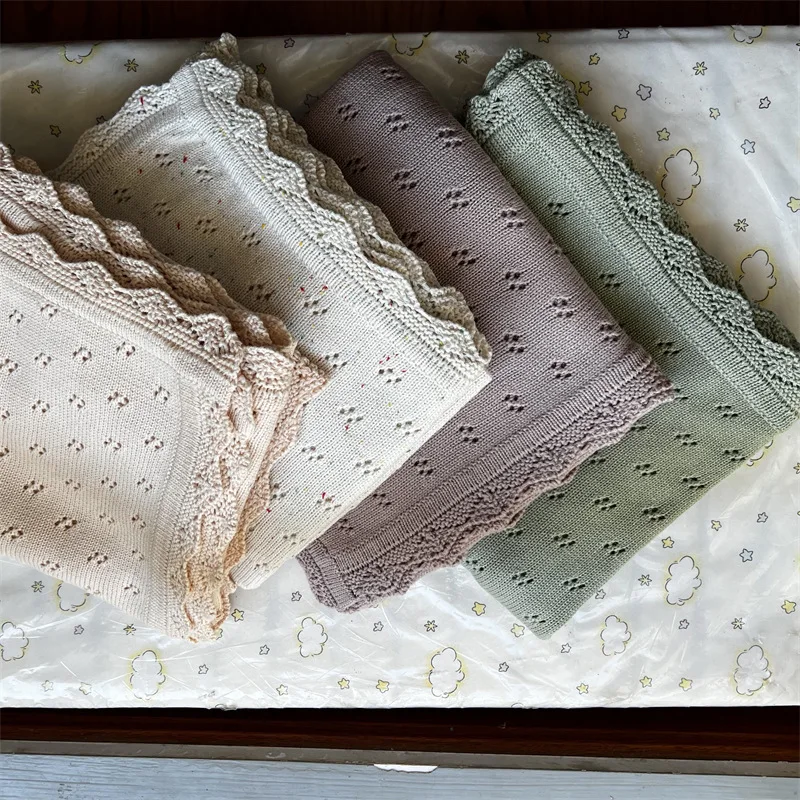 Knitted Baby Blanket Summer Newborn Swaddle Wrap Baby Receiving Blankets Cotton Soft Boy Girl Infant Crib Sleeping Blanket swaddle blanket cotton swaddle cotton knit blanket knit blanket