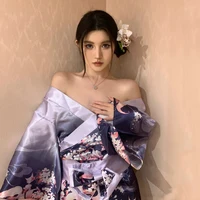 Super Sexy Purple Japanese Kimono Pajamas Bathrobe Yukata Cardigan Lingerie Temptation Anime Cosplay Halloween Costumes Women - Image 2