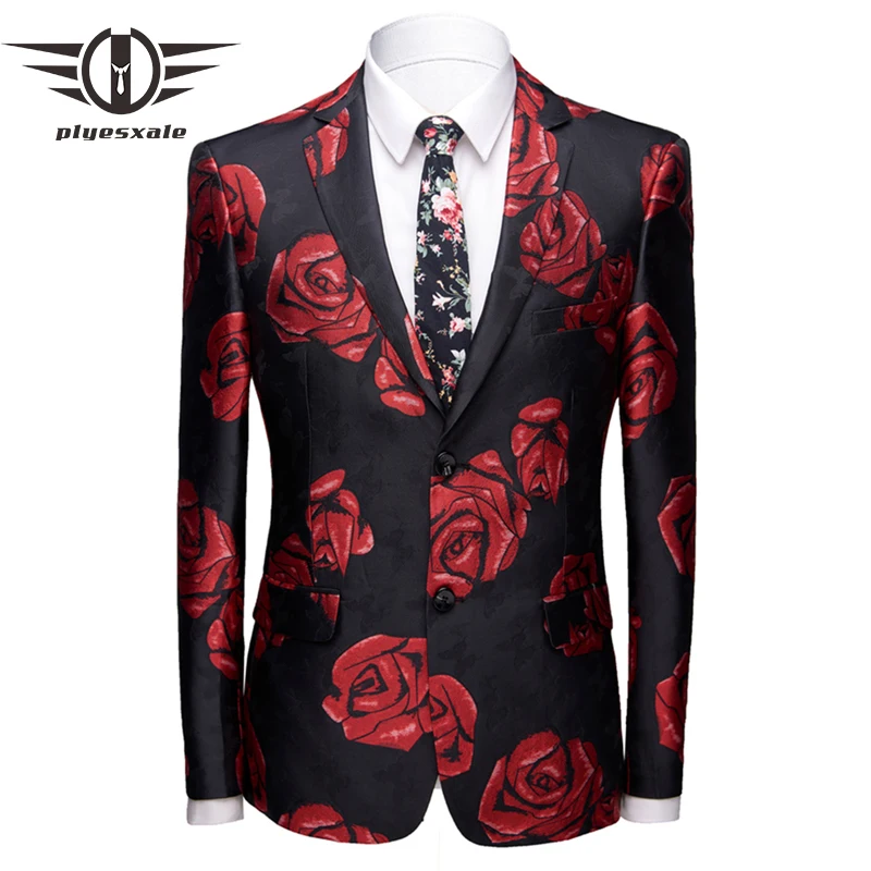 

Plyesxale Black Red Floral Blazer Men 2023 Wedding Blazers For Men Elegant Party Prom Stage Blazer Masculino Dropshipping Q12