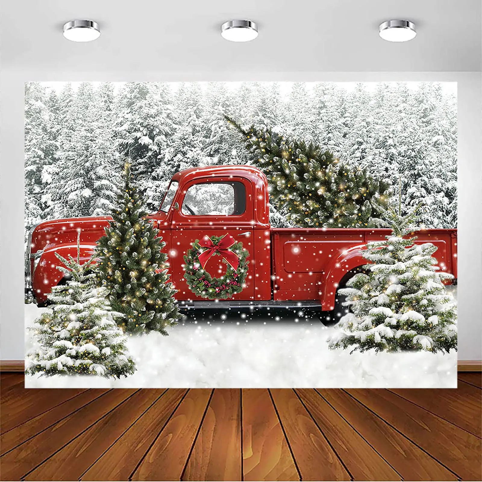 Рождественская елка подарок стена фотография фон новорожденный портрет Woon дверь окно венок рождественские Фотообои