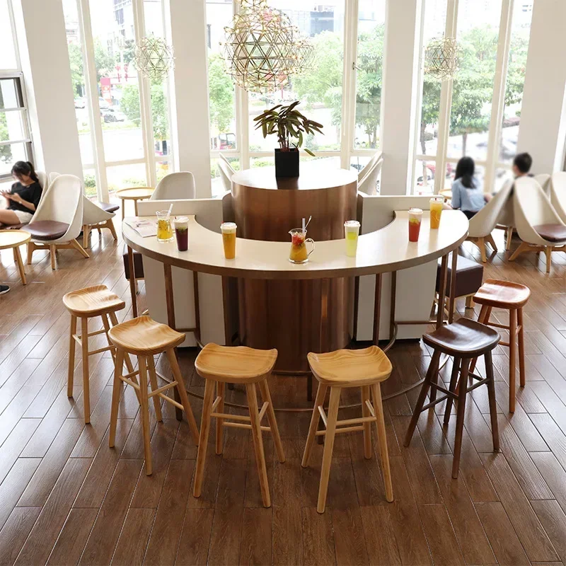 VIP Solid Wood Home Chair High Stool Modern Minimalist Bar Chair Bar Stool bar table chair combination Nordic