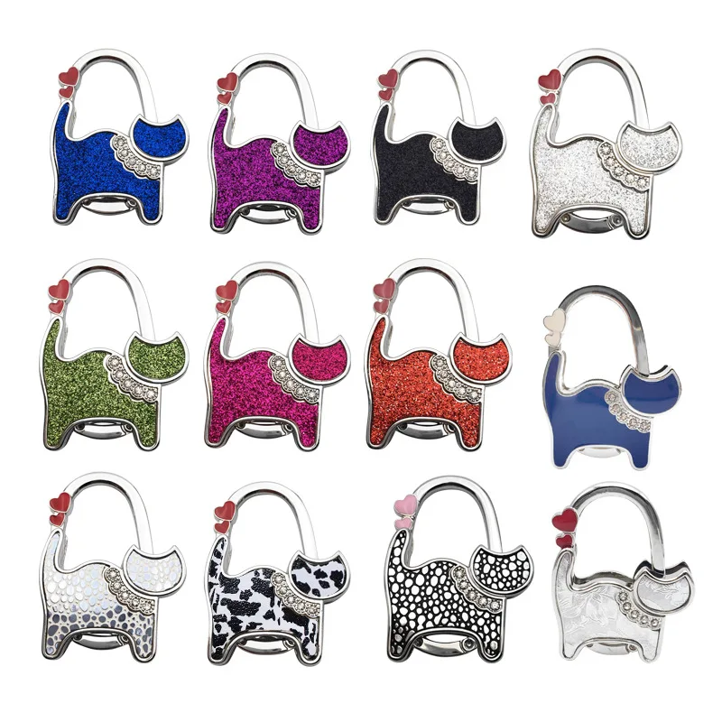 Foldable Table Hooks Two Hearts Cat Shape Handbag Decorating Hook