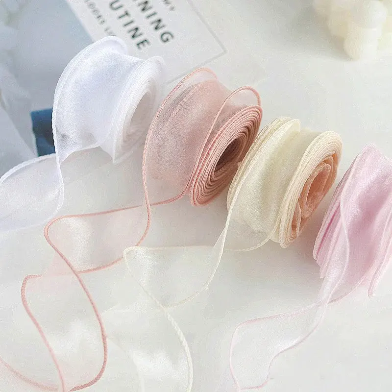 10야드 40mm 롤 실크 리본 새틴 리본 오간자 리본 선물 포장 수제 웨딩 생일 파티 장식 리본 DIY 공예