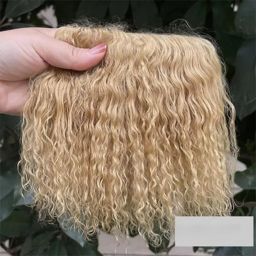 Trendy Mongolia Fur Sheepskin Wool Extensions Curly Texture Hair Row Curly Hair Extensions Durable Doll Hair Hair Wefts
