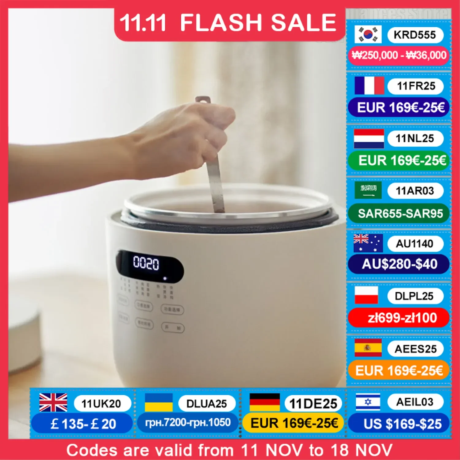 Olayks Pressure Cooker 5 Liters Non-Stick Liner Rice Cooker 24 Hours Timing Reservation Electric 900W Fast Cooking Pot