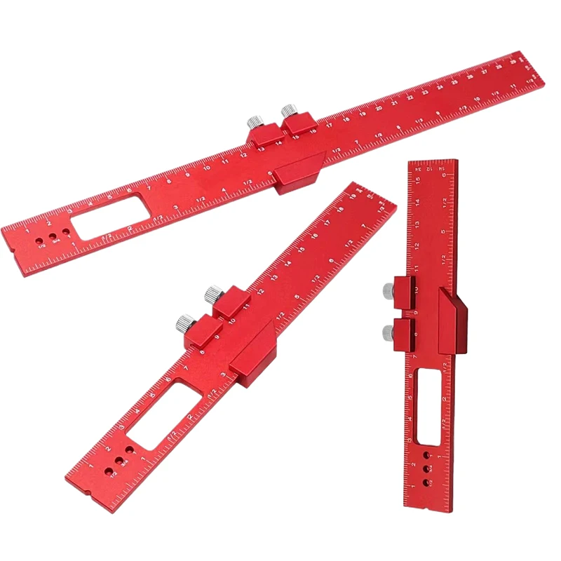 Multi-functional Carpentry Precision T Type Ruler, Pocket Sized Metric Inch Measuring Tool