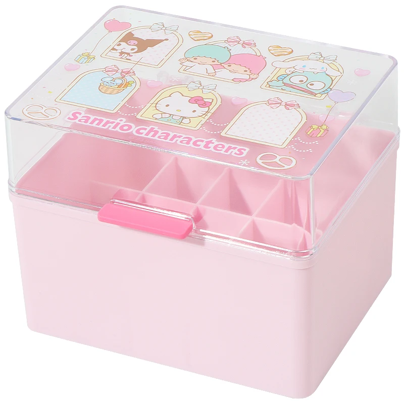 

New Sanrio Hello Kitty Kuromi Storage Box Lipstick Dust-Proof Box Little Twinstars Cotton Pad Storage Box Sundries Small Drawer