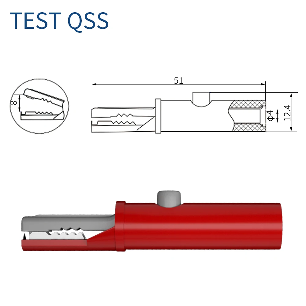 QSS 51mm Alligator Clip DIY Push Button Type Full Protective Insulated Electrical Clips Q60030