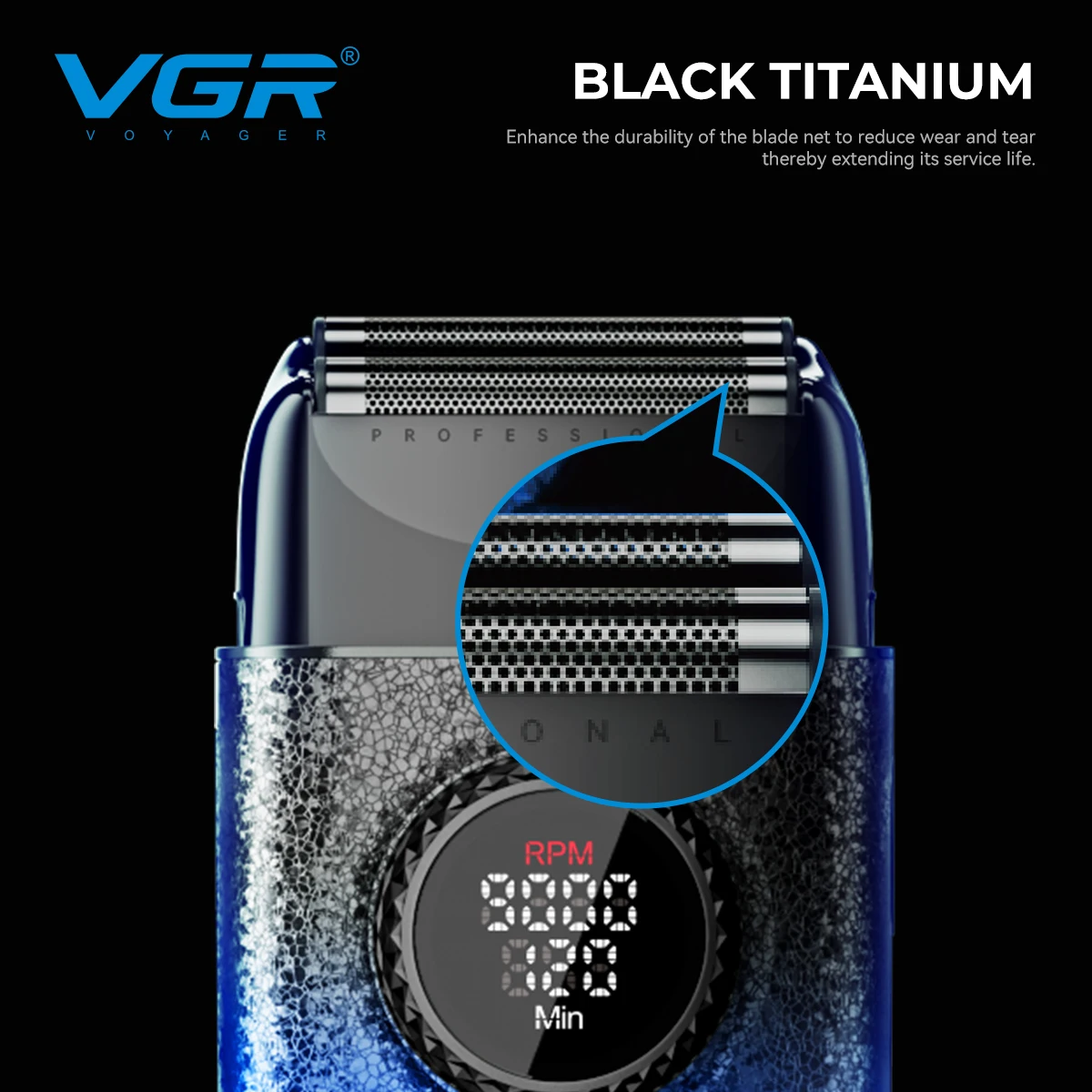 VGR V-377 새로운 고급 전기면도기, 맞춤형 크랙 바디, 다중 전력 제어, 금속 블레이드 헤드, 미백 기능 탑재