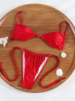 Triangle Red Bikini Sets Swimwear Women String Swimsuit Sexy Bathing Suit Summer 2-Piece Biquini 2025 Low Waist Beach Wear