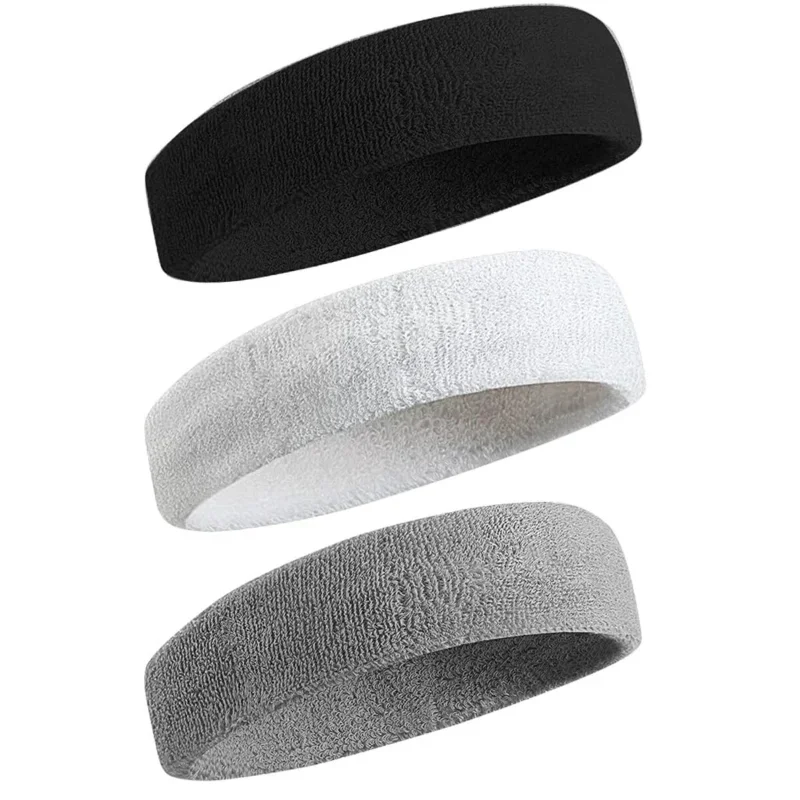 Sports Hair Band 3pcs Sweatproof Sports Headbands for Men and Women Moisture-wicking Sweatband for Tennis Basketball Running Gym Workout