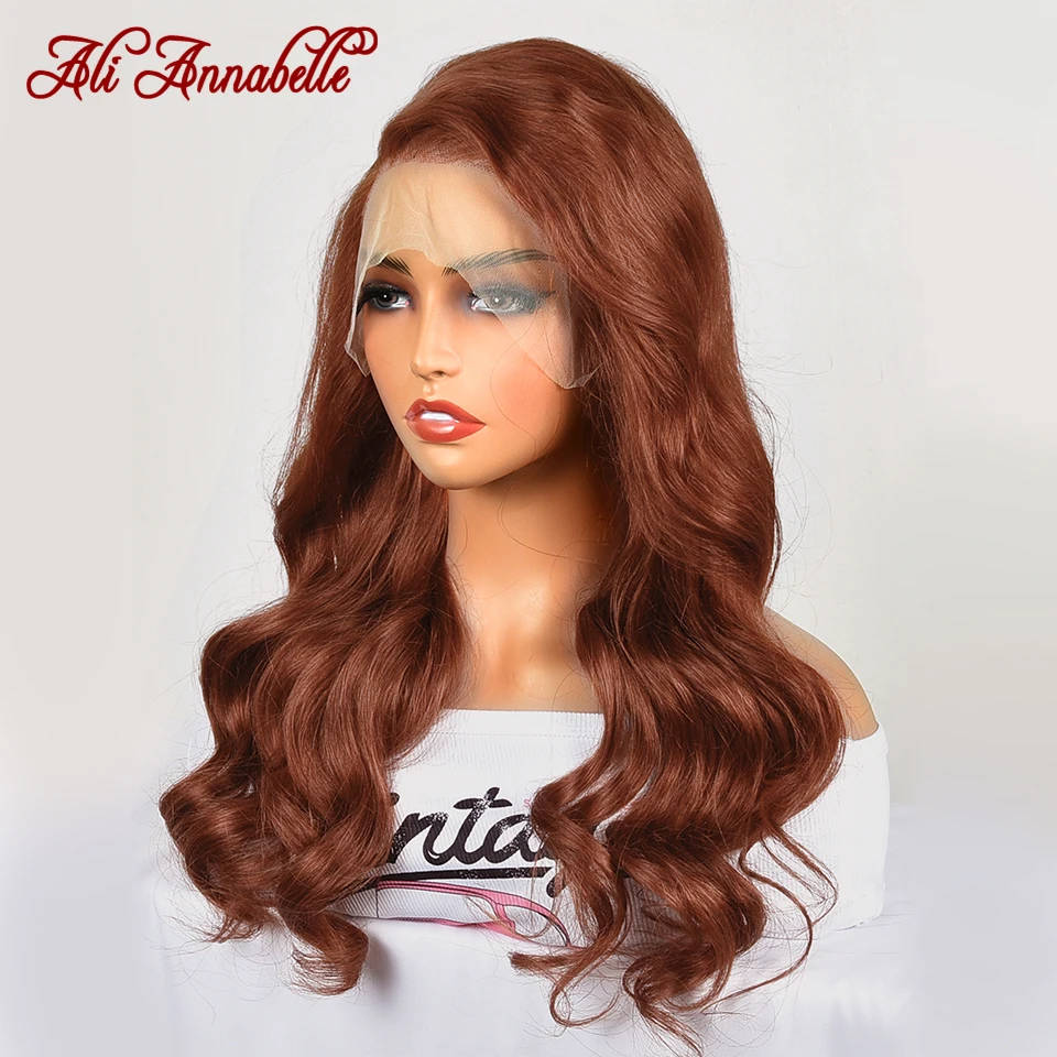 Reddish Brown Colored Body Wave Hair Wigs For Woman 13x4 lace Lace Frontal Wigs Lace Front Pre Plucked Brazilian Remy Hair