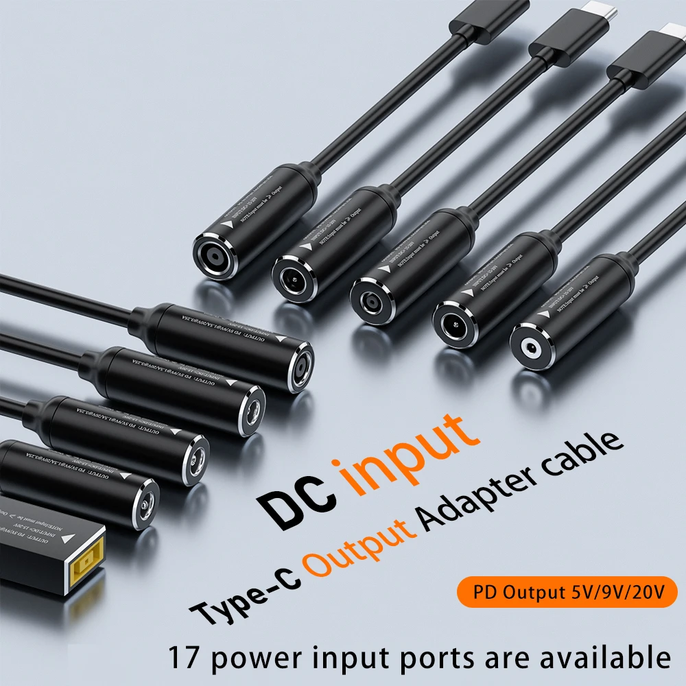 DC USB C타입 전원 어댑터 컨버터 노트북 전원 잭 커넥터, 맥북 레노버 HP 65W, DC 암-USB C 수 어댑터