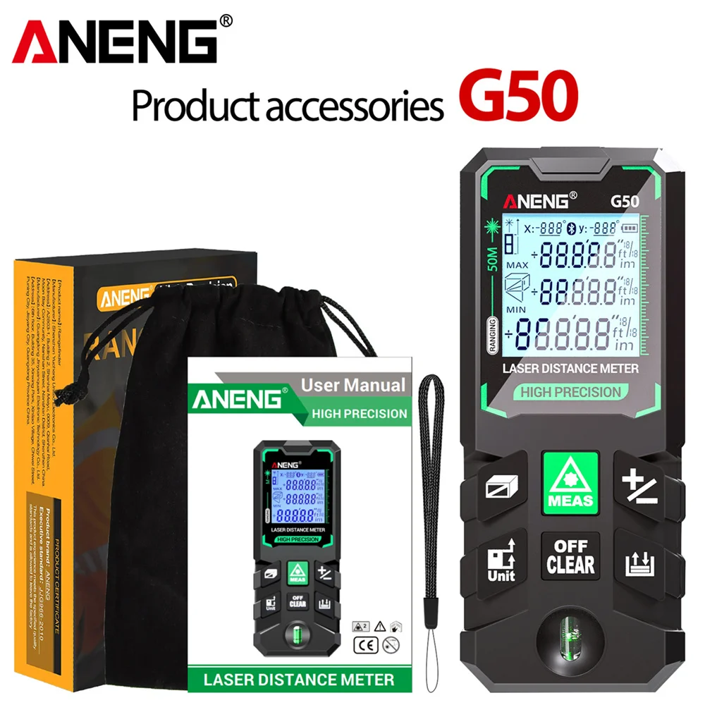 Лазерний далекомір 120M Вимірювання Цифрові лазерні далекоміри Кімнатна лінійка Корисний лазерний вимірювальний інструмент для вимірювання кута