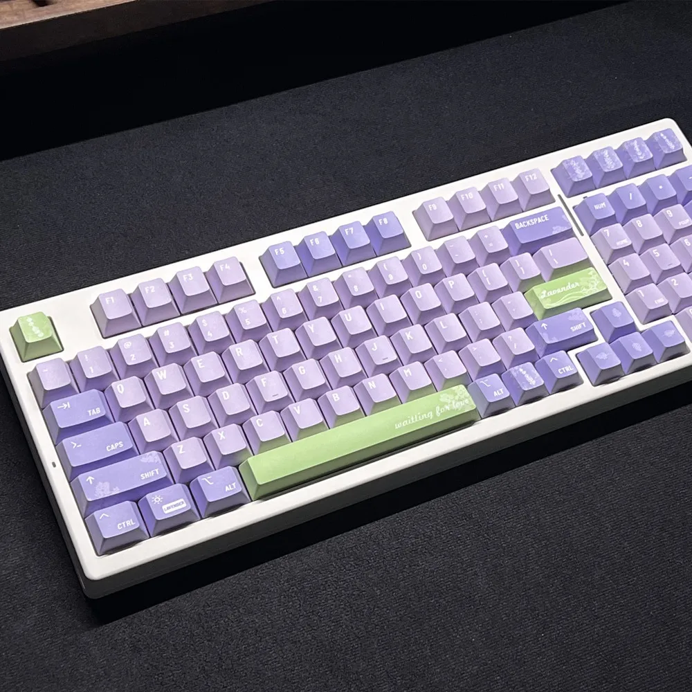 Tema Lavender Keycap Chaves Cherry Perfil Pbt Chaves Completas Dye Subbed 140 Chaves Iso Entrar para Cherry mx Interruptor Teclado Mecânico - Imagem 2