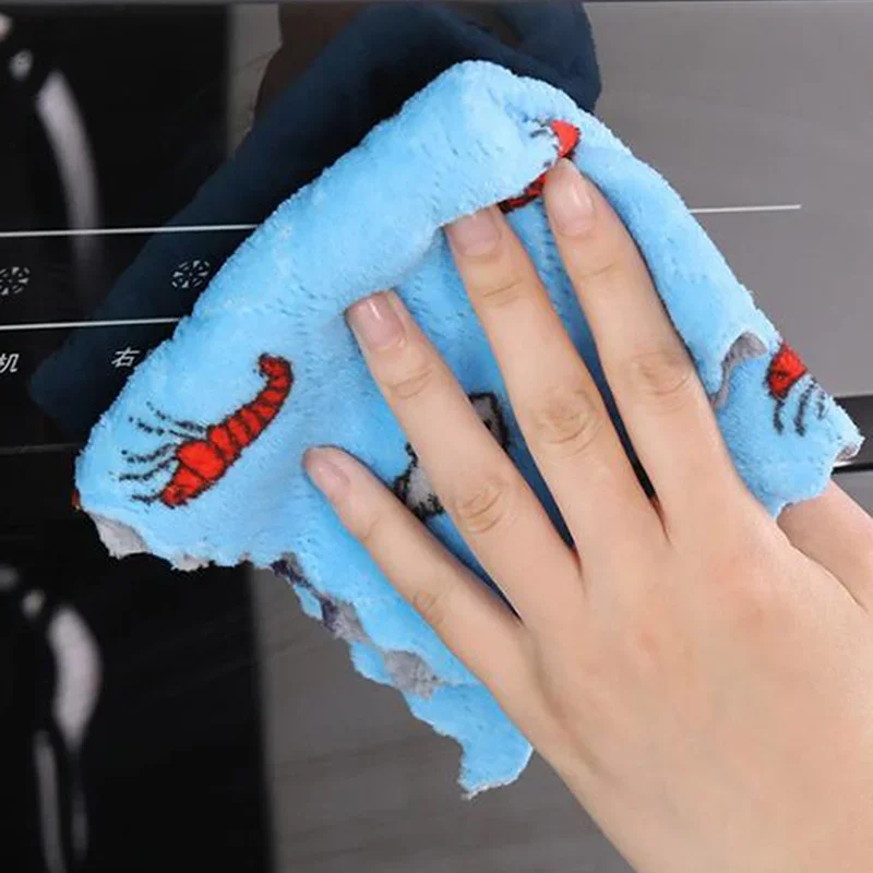 Reusable Kitchen Dishcloths Super Absorbent Coral Fleece Cleaning Cloths 3/5/10pcs Dish Sponge Cloths Washable Fast Drying Towel