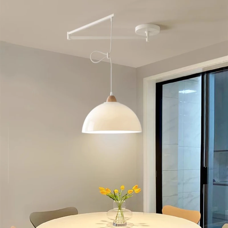 

Long Pole Swing Arm Chandeliers Modern Adjustable Rotating Long Arm Lamp Be Shifted Folding Retractable Dining Table Chandelier