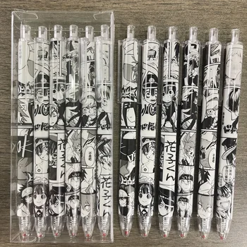 2 scatole da 12 penne con disegni casuali, a tema anime, punta di medie dimensioni, inchiostro nero a base d'acqua, plastica resistente, cancelleria per ufficio e scuola, penne retrattili, stile carino