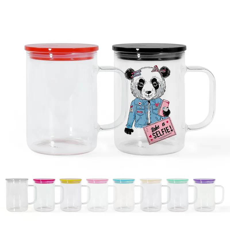 25pcs 17oz Sublimation Glass Cups With Handle Frosted Clear Camper Tumbler  Juice Jar Can Beverage Coffee Mugs With Lids & Straws - AliExpress