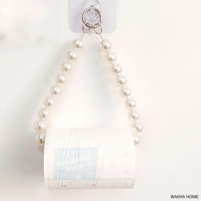 Pearl Hanging Beaded Tissue Holder Toilet Paper Holder Phone Chain Home Storage Organizer Bathroom Decoration Accessories