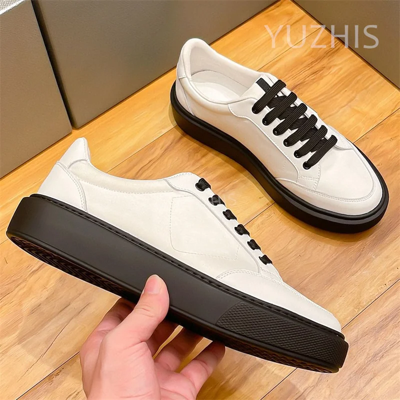 

New Hot Luxury Designer Fashion Casual Sneakers Natural Leather Comfy Athletic Shoes Men Cross Tied Platform Mesh Running Shoes