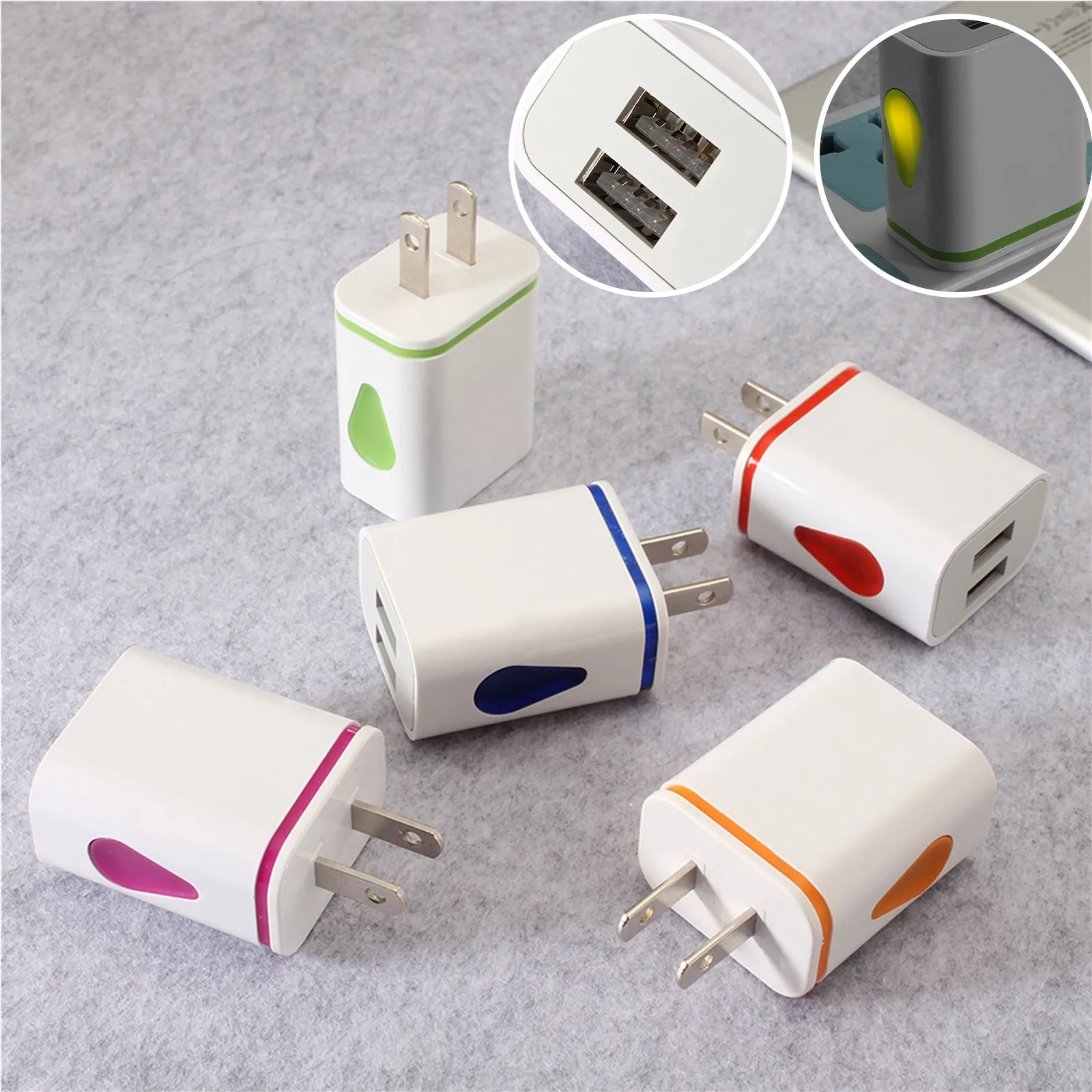 2 In 1 Usb Charger Usb Hub Wallmounted Port Charger American Plug Usb