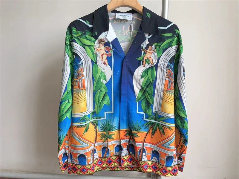 

New Style Castle Night View Print Casablanca Shirts Men Women 2023fw Shirt Top Tees