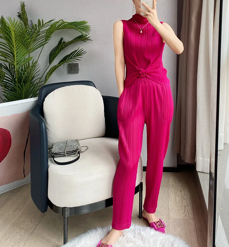 Summer Pants Women's Comfortable Casual 2024 New Loose Straight Leg Pants Wide Leg High Waist Slim Pleated Pants Fashion All-Ma