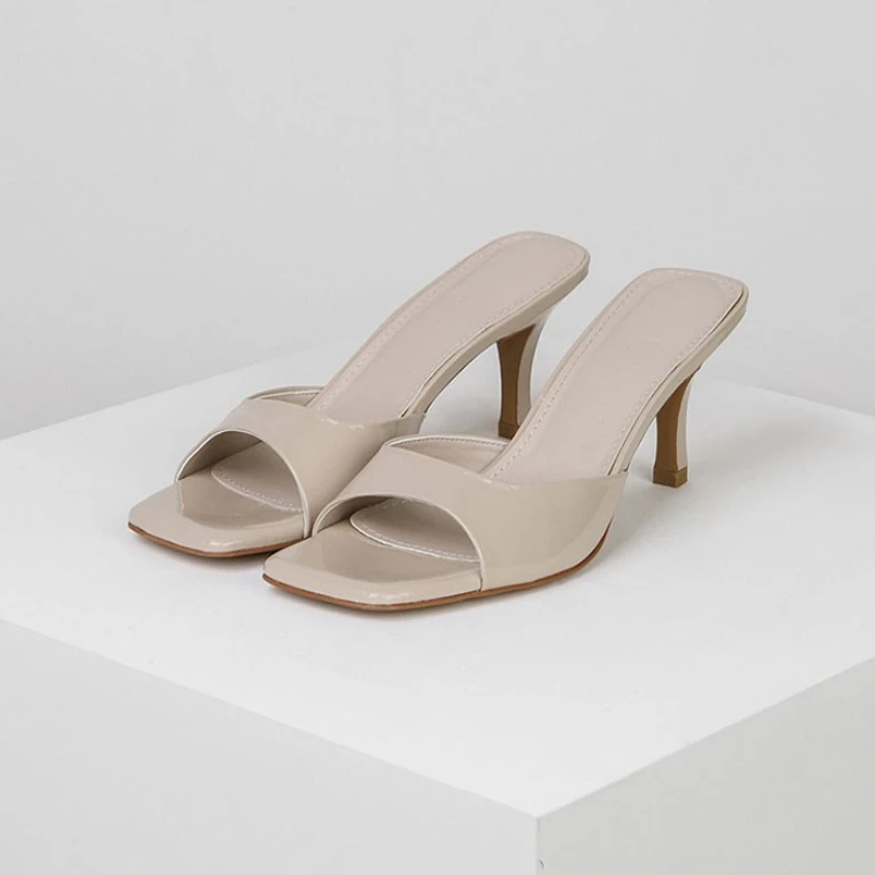 

Туфли женские на высоком каблуке, Элегантные повседневные шлепанцы, квадратный носок, блестящие, для выпускного вечера, лето 2024