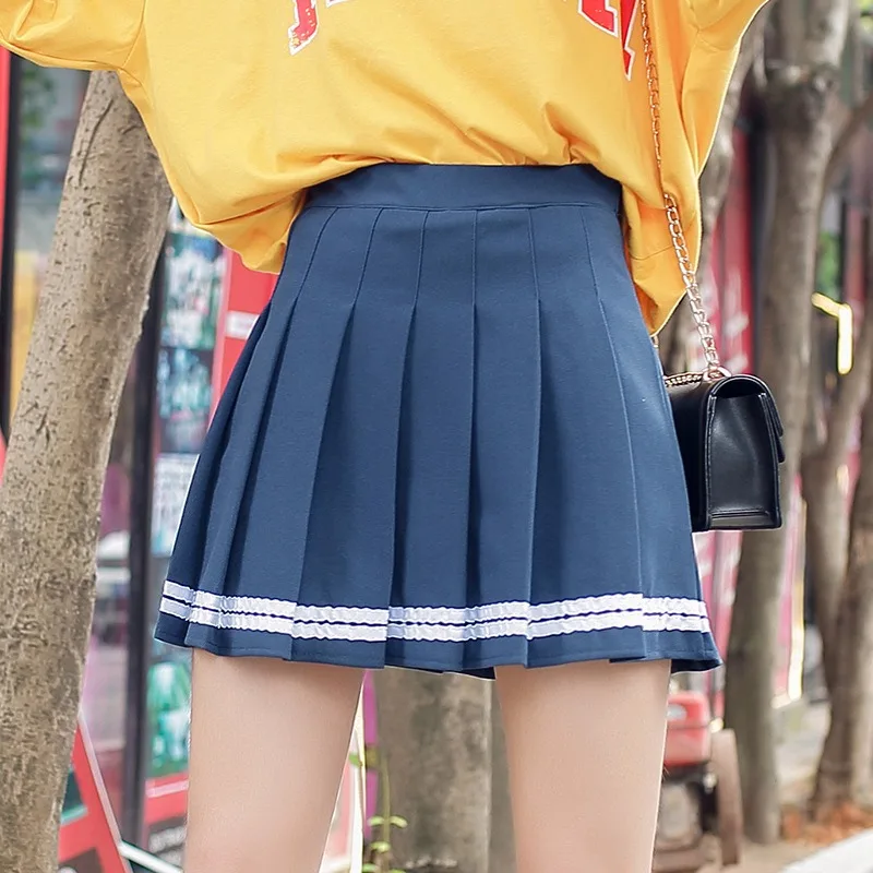 Preppy Girl Pleated Skirts Elastic Waist Summer Vintage Mini Skirts Korean Streetwear Spring Student Strips Designed Dance Skirt 5