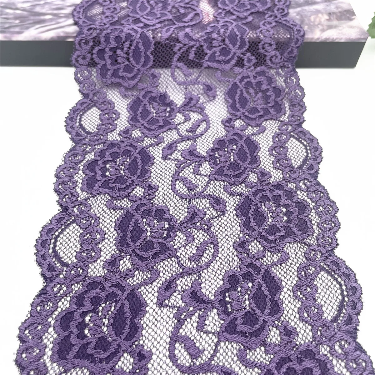 3y/Lot 15cm Grape Purple Stretch Elastic Lace 4