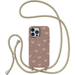 Chic Pink Bow Phone Case with Adjustable Strap and Detachable Lanyard - iPhone 12 Mini (GJDS - 08 - D2393)