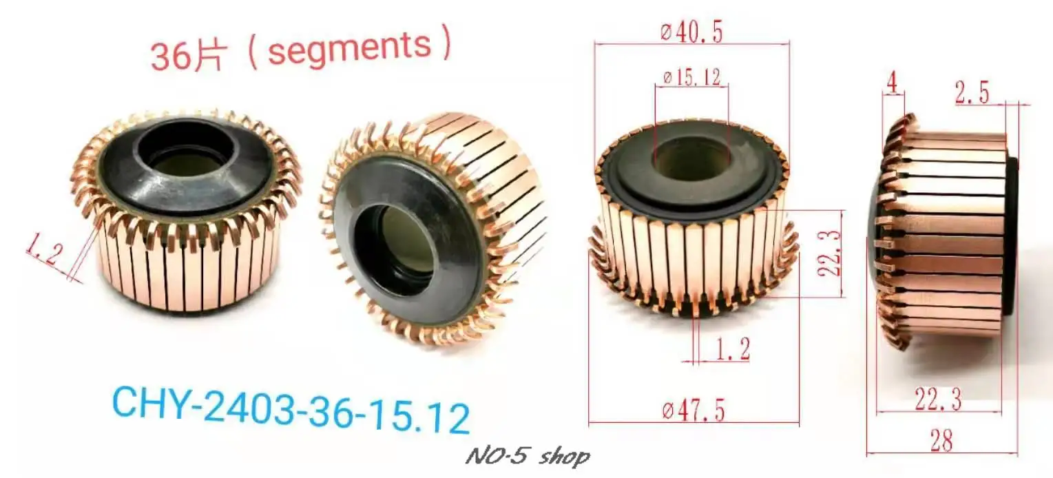 

5pcs 40.5x15.12x22.3(28)x36P Copper Bars Electric Motor Commutator