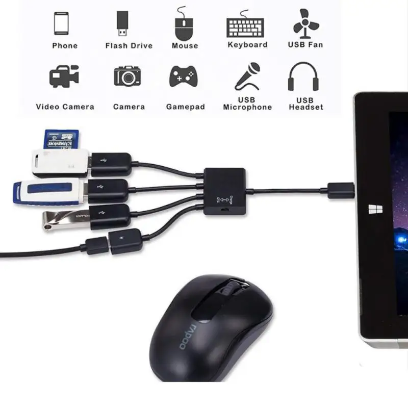 Фото Разветвитель Micro USB OTG для смартфона/планшета, 1-5 шт. №2