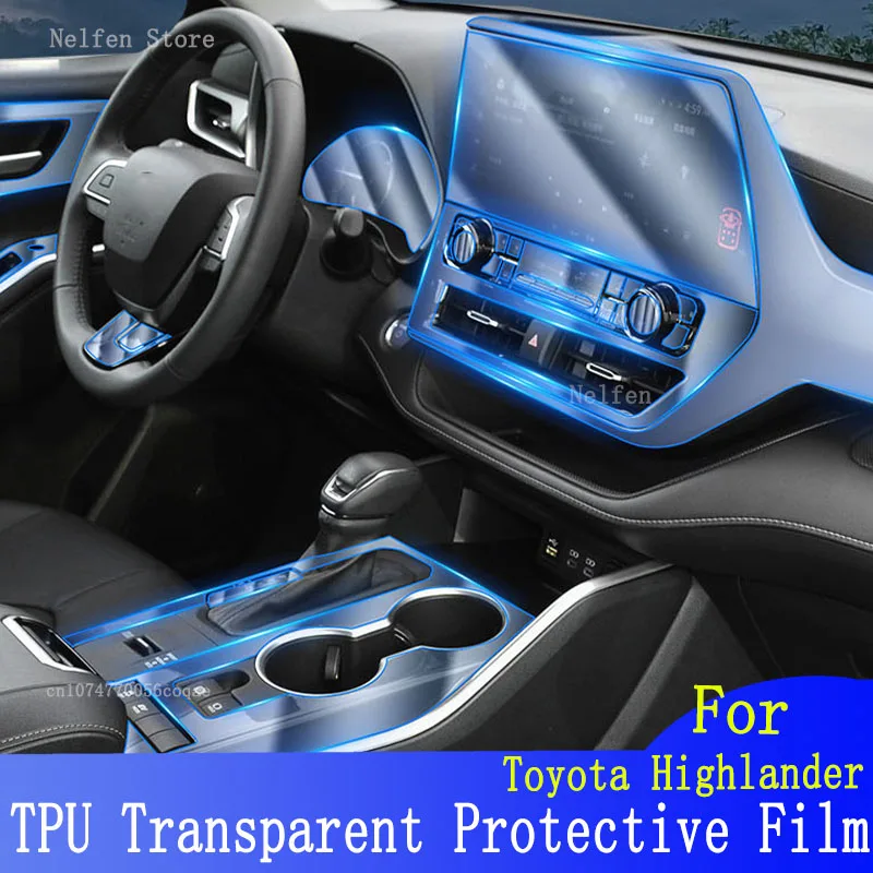 

For Toyota Highlander 2020-2023 Car Interior Center Console Transparent TPU Protective Film Anti-scratch Sticker