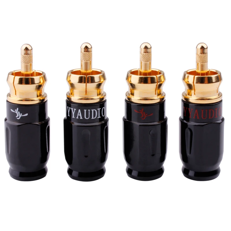 

Hifi RCA Speaker Connectors Pure Copper Gold-Plated Male lotus Plug AV Audio Video Acoustics Terminal Amplifier DIY Adapter RCA