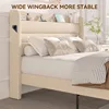 NEW Queen Bed Frame with Charging Station, Type-C & USB Ports and LED Light, Linen Upholstered Bed Frame Queen Size  Beige 6