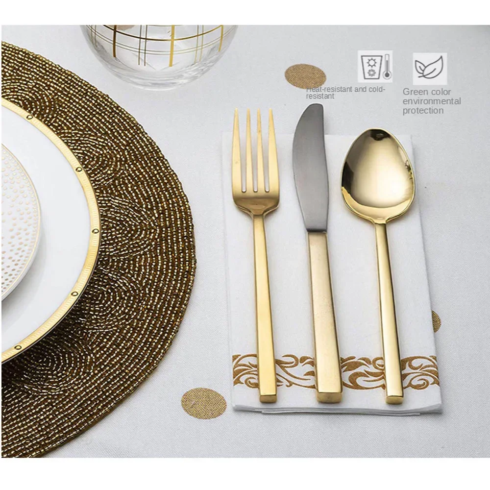 50PCS Einweg Tisch Papier Servietten Elegante Tissue Vintage Handtuch Weiß Folie Gold Schüssel Schüssel Papier Geburtstag Hochzeit Party Decorat – Detail 3