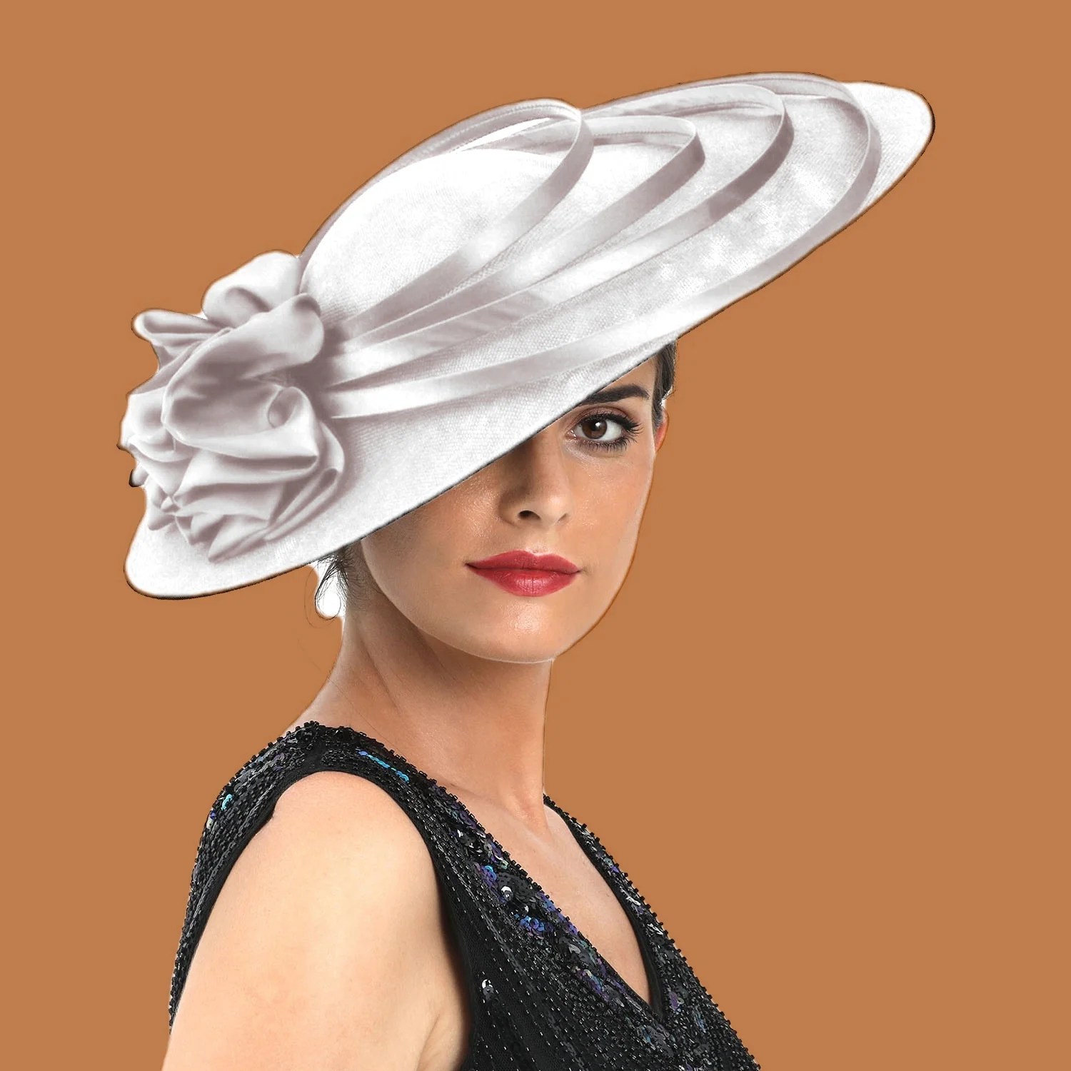 Red Large Flower Fascinator White Sinamay Church Hat Kentucky Derby Hat Wedding Luxury Headband Cocktail Tea Party for Women fashion hat