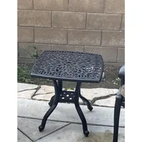 Cast Aluminum Patio Furniture End Table, Mid-Century Modern Table with Round Corners for Living Room, Cafe and Home Office 2