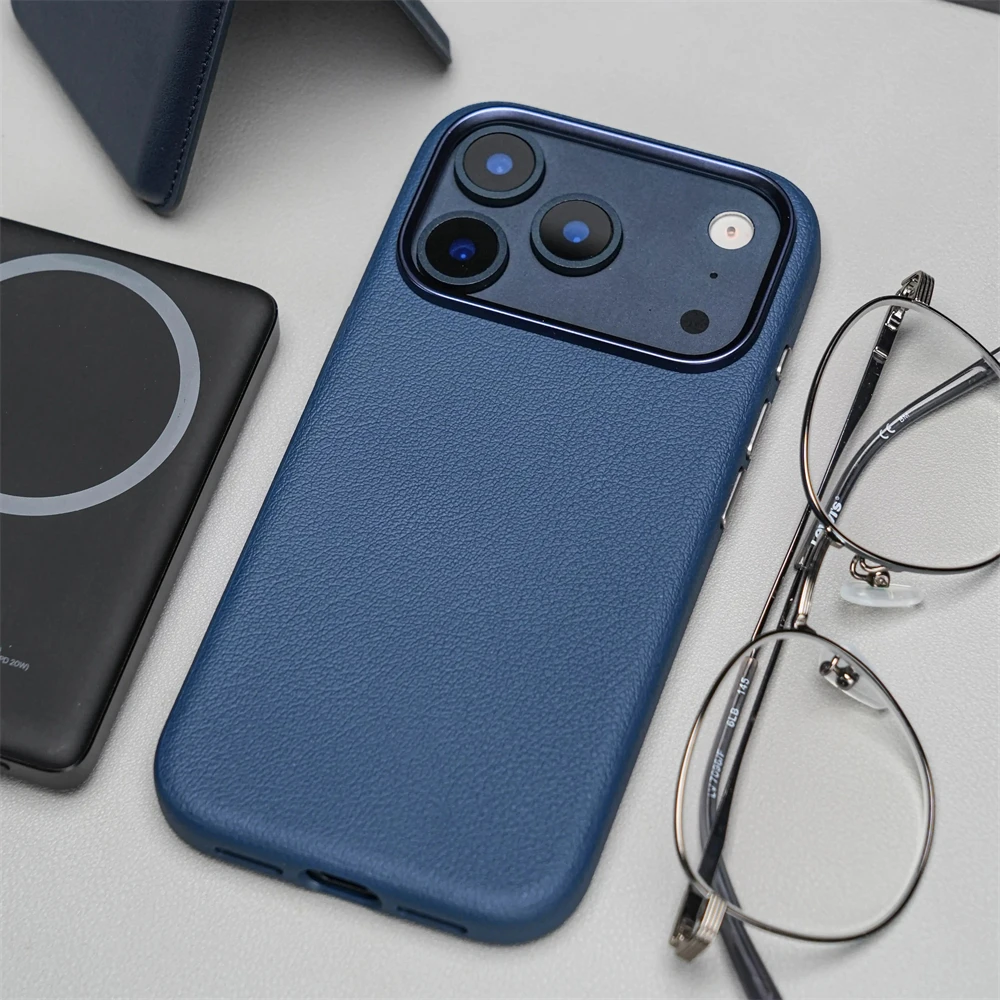 Luxurious PU Leather Magnetic Phone Case with Alloy Lens Cover & Camera Protection