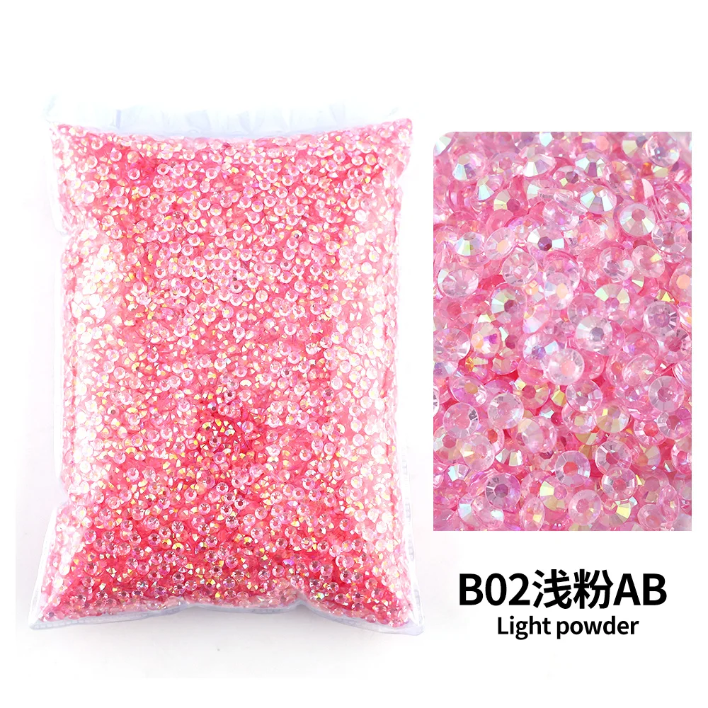 Bulk Wholesale Jelly Color AB Transparent Faceted FlatBack Resin Rhinestones for Nail Art & Garment Decoration