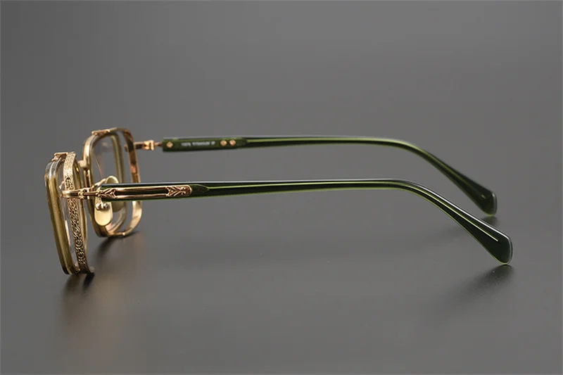 Exquisite handgefertigte Titan-Brillenfassung für Herren und Damen, Retro-Quadrat-Brillenfassungen, japanisches Design, ovale runde Brillen – Detail 21
